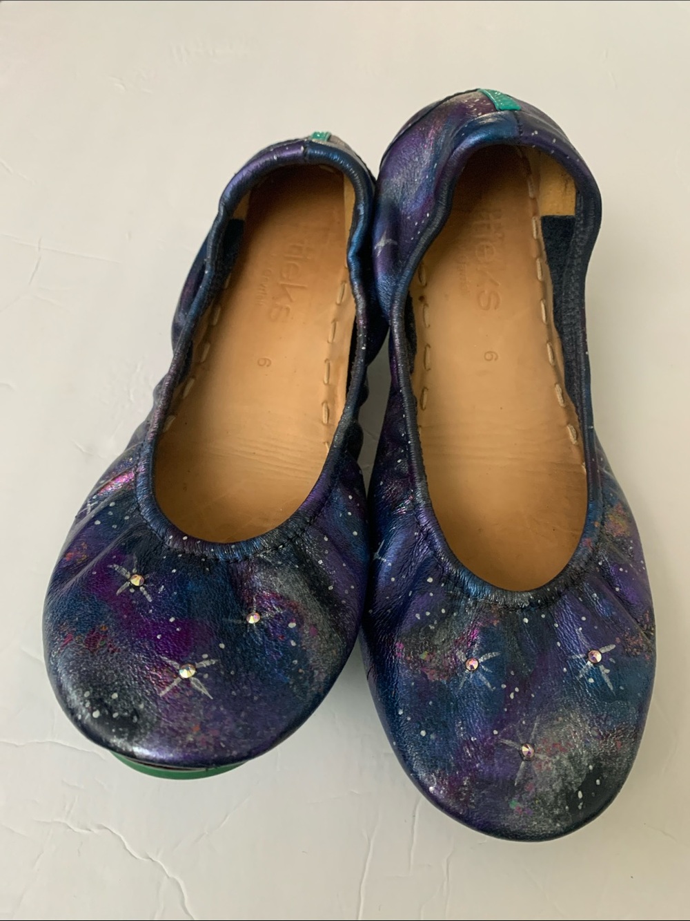 Tieks Hand-Painted Galaxy Ballet Flats - Purple, Blue & Teal Accents - Picture 6 of 8